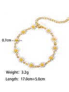 Gold Enameled Daisy Choker Necklaces Earring