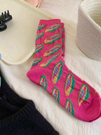 Women's Contrasting Embossed Socks