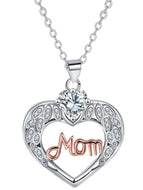 Silver Love Heart Pendant Necklace for Mom