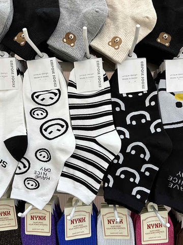 Striped Smiley Face Women's Socks