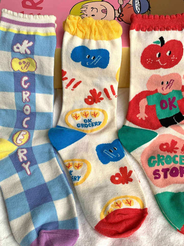 Cute Pattern Illustration Mid-length Socks