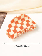 Waffle Claw Colorful Checkered Hair Claw Hair Clip