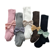 Girls' Solid Color Bowknot Pantyhose