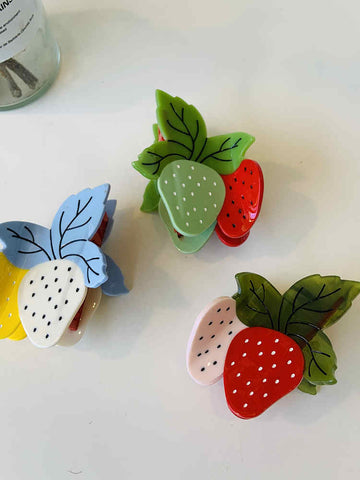 Fruit Two-color Strawberry Hairpin