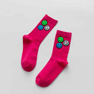 Candy Color Versatile Smiling Face Women's Socks