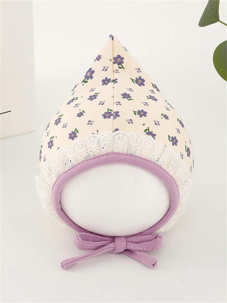 Floral Baby Lace-up Ear Hat