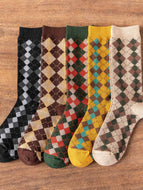 Multicolor Plaid Socks for Women