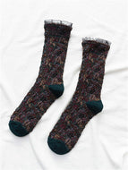 Lace Lace Small Floral Mid-tube Socks