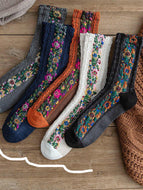 Retro Ethnic Style Flower Women's Socks