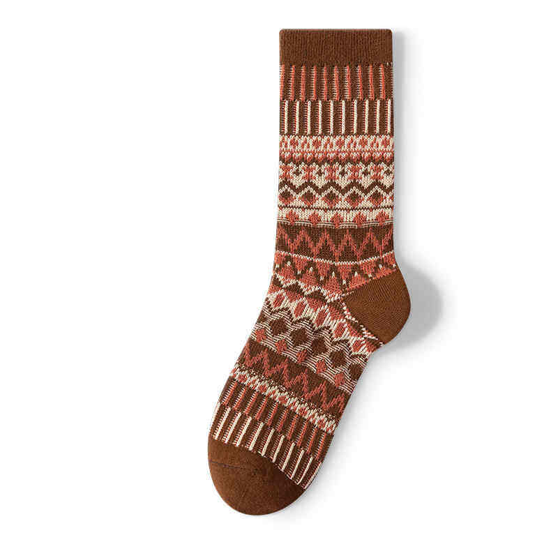 Double Needle Ethnic Style Women's Socks