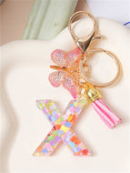 Butterfly Fringe Letter Key Chain