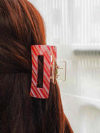 Textured Diagonal Stripe Square Hair Clip