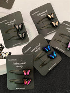 A Pair of Popular Butterfly Hair Clips and Shiny Clips