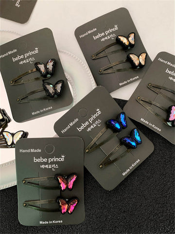 A Pair of Popular Butterfly Hair Clips and Shiny Clips