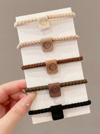 Coffee Colored Hair Tie Cute Smiley Face Rubber Band