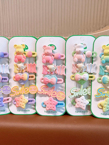 Children's Cartoon Set Star Bear Cute Hairpin