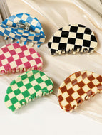 Waffle Claw Colorful Checkered Hair Claw Hair Clip