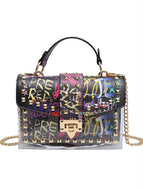 Graffiti Letter Square Bag Handle Clutch