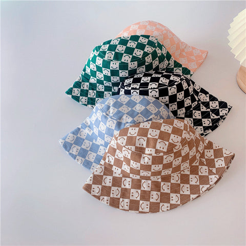 Checkerboard Smiley Baby Sun Hat