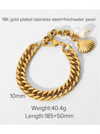 Freshwater Pearl Bracelet 18K Gold Plated Cuban Bracelet