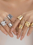 Geometric Metal Ring Set Vintage Rings