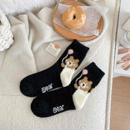 Kitten and Bear Warm Socks