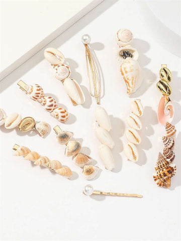 Women Shell and Conch Hair Clip Set