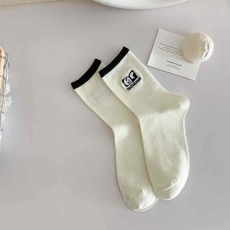 Panda Embroidered All-match Women's Socks