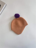 Cute Fur Ball Knitted Hat for Infants and Toddlers