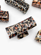 Leopard Print Square Hollow Hair Clip for Women