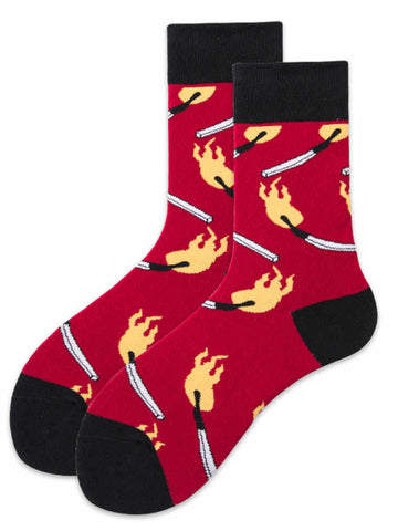 Matchstick Print Burgundy Socks