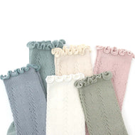 Solid Cotton Fungus Lace Socks for Baby