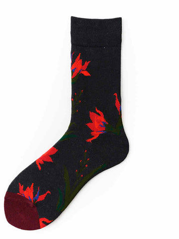 Cockscomb Flower Pattern Socks