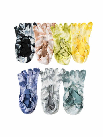 Tie-dyed Five-finger Yoga Non-slip Pilates Socks for Women