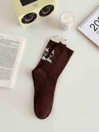 Hot-stamped Lettering All-match Mid-calf Socks