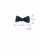 Denim Rose Flower Bow Side Clip