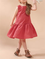 Girls Sleeveless Cotton and Linen Dress