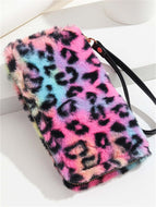 Pink Leopard Plush Tote Wallet