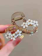 Flower Round Bead Rhinestone Hairpin