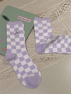 Versatile Checkered Mid-calf Socks