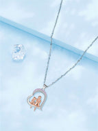 Mother's Heart Shape Necklace Two-Color Clavicle Chain