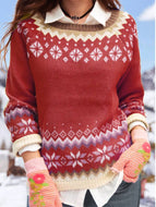 Casual Floral Round Neck Long Sleeve Sweater