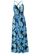 Bohemian Floral Sling Dress Seaside Beach V-Neck Women's Plus Size Robe Maxi Dresses