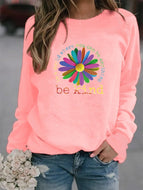 Be Kind Sunflower Print Crew Neck Sweatshirt