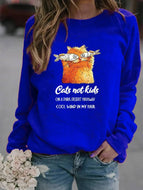 Cat Print Hooded Sweatshirt