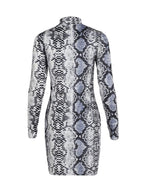 Snake Print Stand Collar Dress