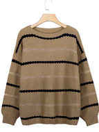 Autumn/Winter New Style Striped Stitching Long-sleeved Casual Loose Sweater