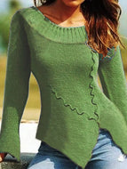 Retro Split Long Sleeve Knitted Sweater