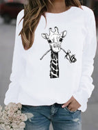 Giraffe Print Hooded Sweatshirt