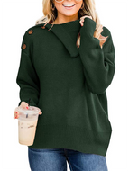 Women's Casual Shoulder Button Down Knit Sweater